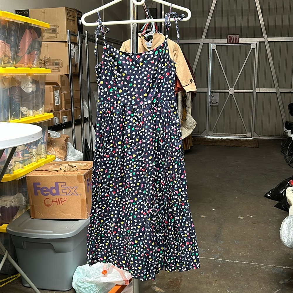 J.Crew size 4 navy patterned dress with pockets